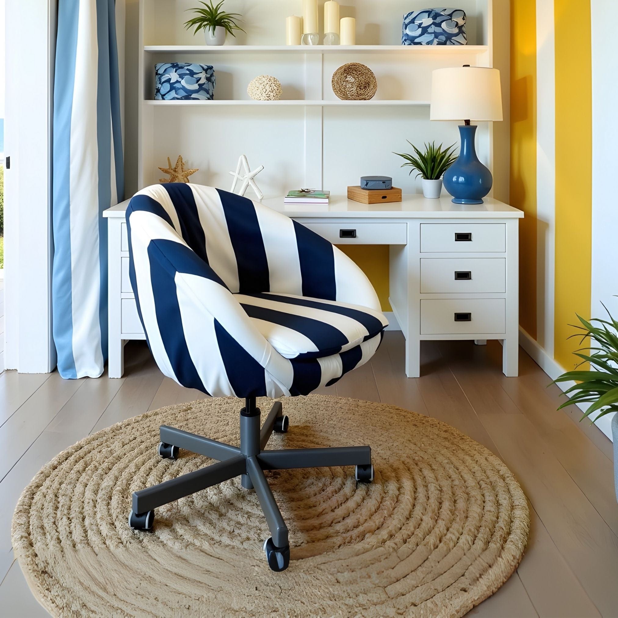 Rockin Cushions IKEA Skruvsta Navy Blue Cabana Stripe Slip Cover, Compatible with IKEA SKRUVSTA